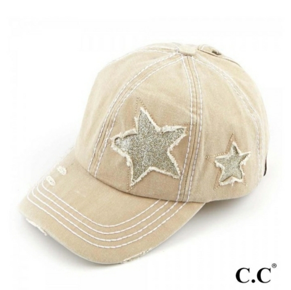 C.C Accessories - C.C. Distressed Glitter Star Caps
